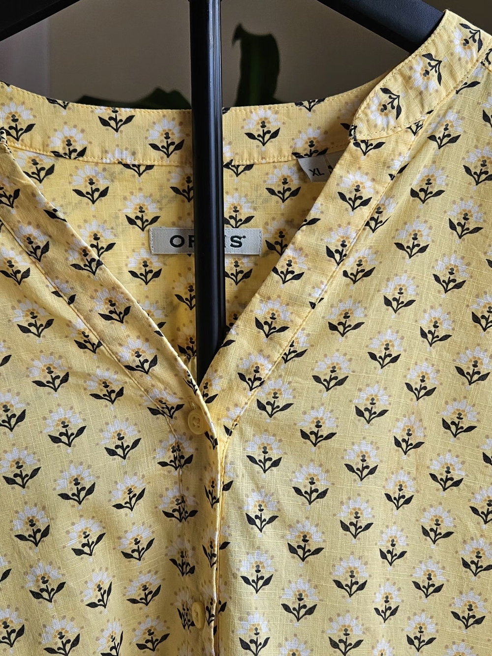 ​Orvis 100% Cotton Floral Block Print Blouse Yellow Casual Boho Size XL - Picture 4 of 14